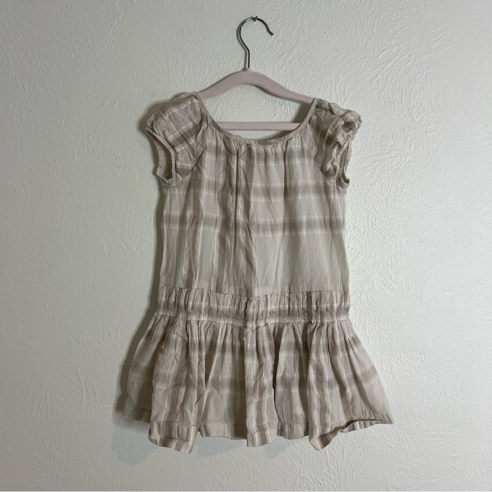 Burberry Dress Cap Sleeve Plaid Ruffle Hem Lightweight Cotton Girls 2T-3T